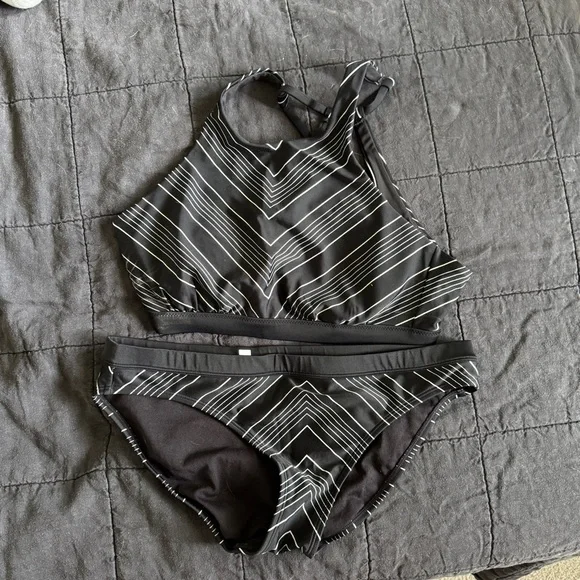 Athleta Monochrome Striped Swimsuit - Picture 2 of 5